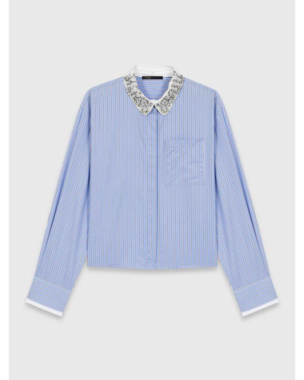 Maje Blue Shirt With Removable Jewel Collar