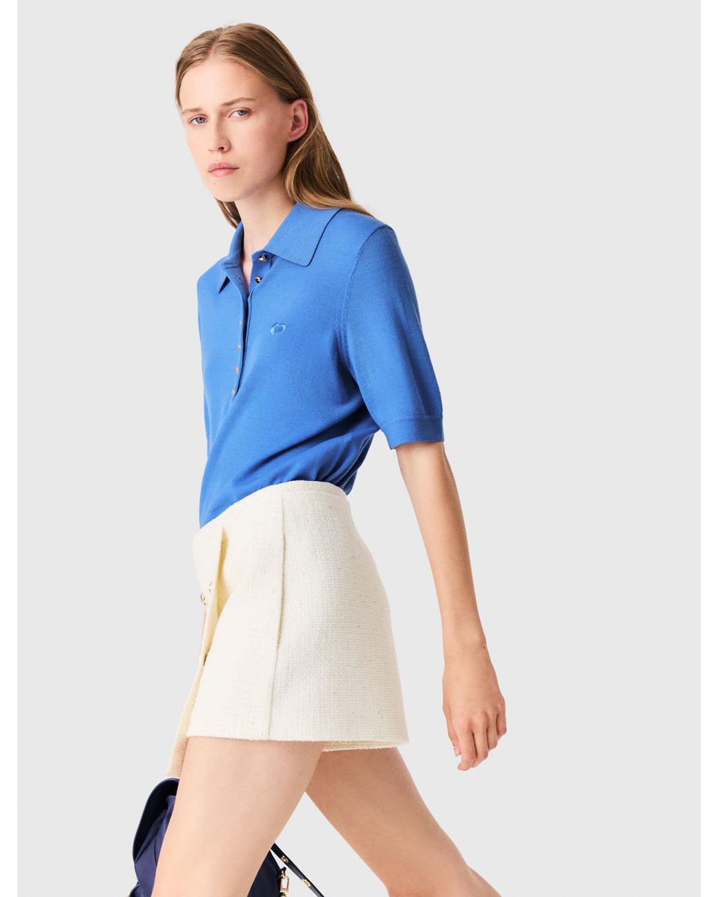 Maje Blue Tweed Skort