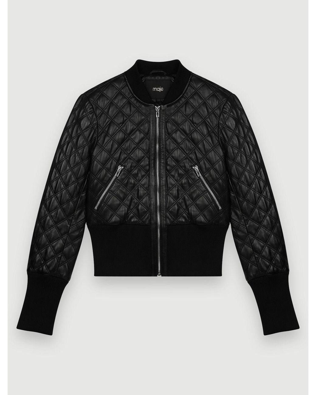 Blouson Court En Cuir Maje en coloris Neutre Lyst
