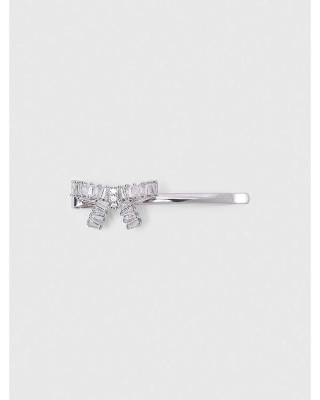 Maje White Rhinestone Bow Barrette