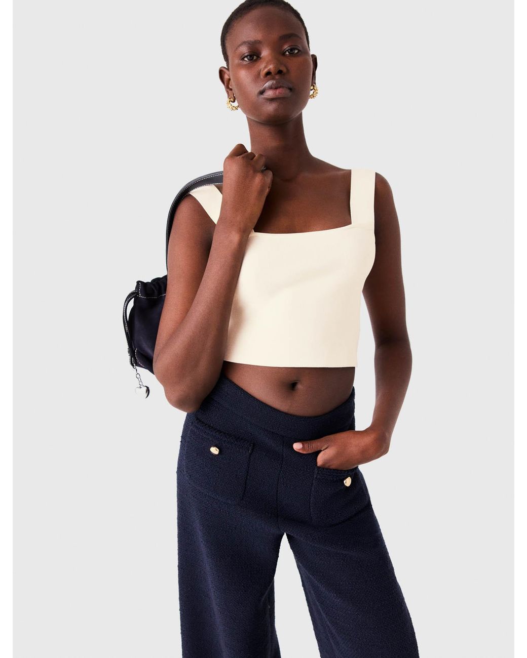 Maje Blue Knit Crop Top