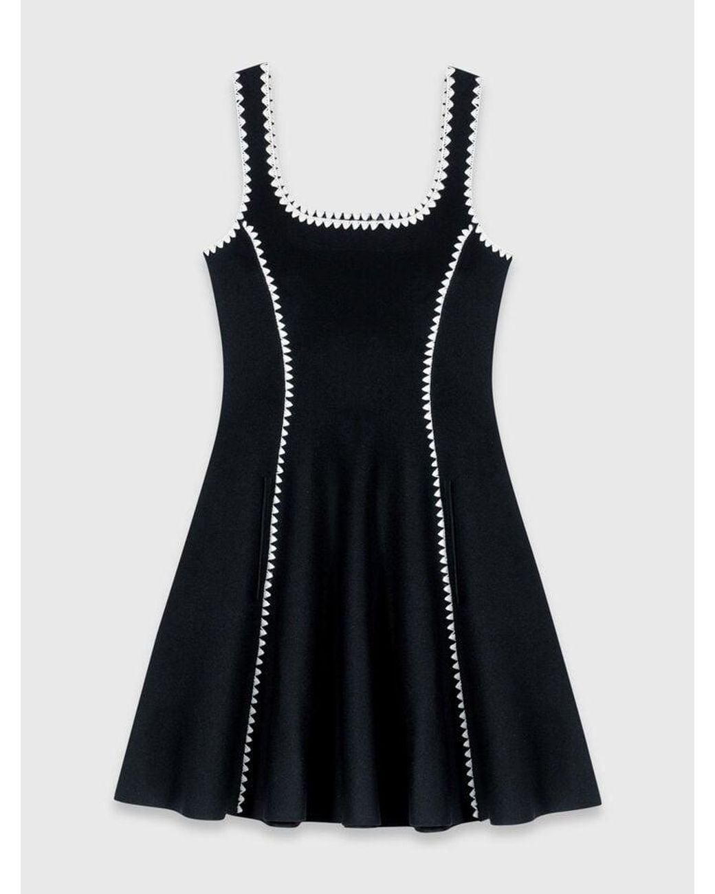 Maje White Short Dress With Topstitch Details