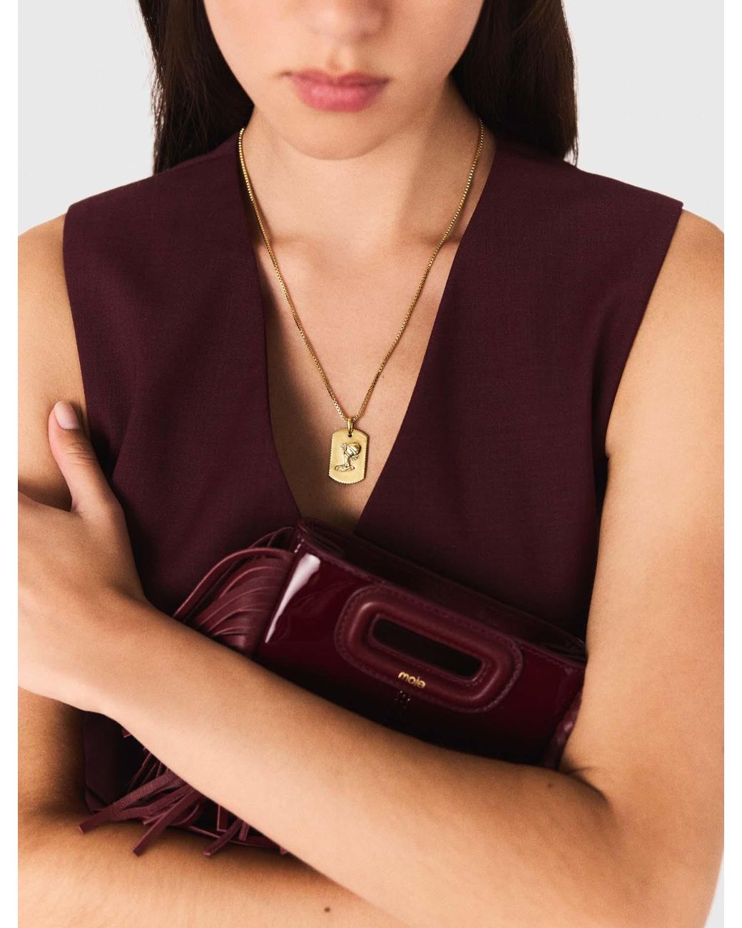 Maje White Zodiac Sign Plaque Necklace