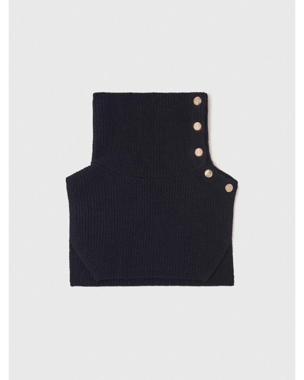 Maje Blue Button-Up Wool Mix Collar Wrap