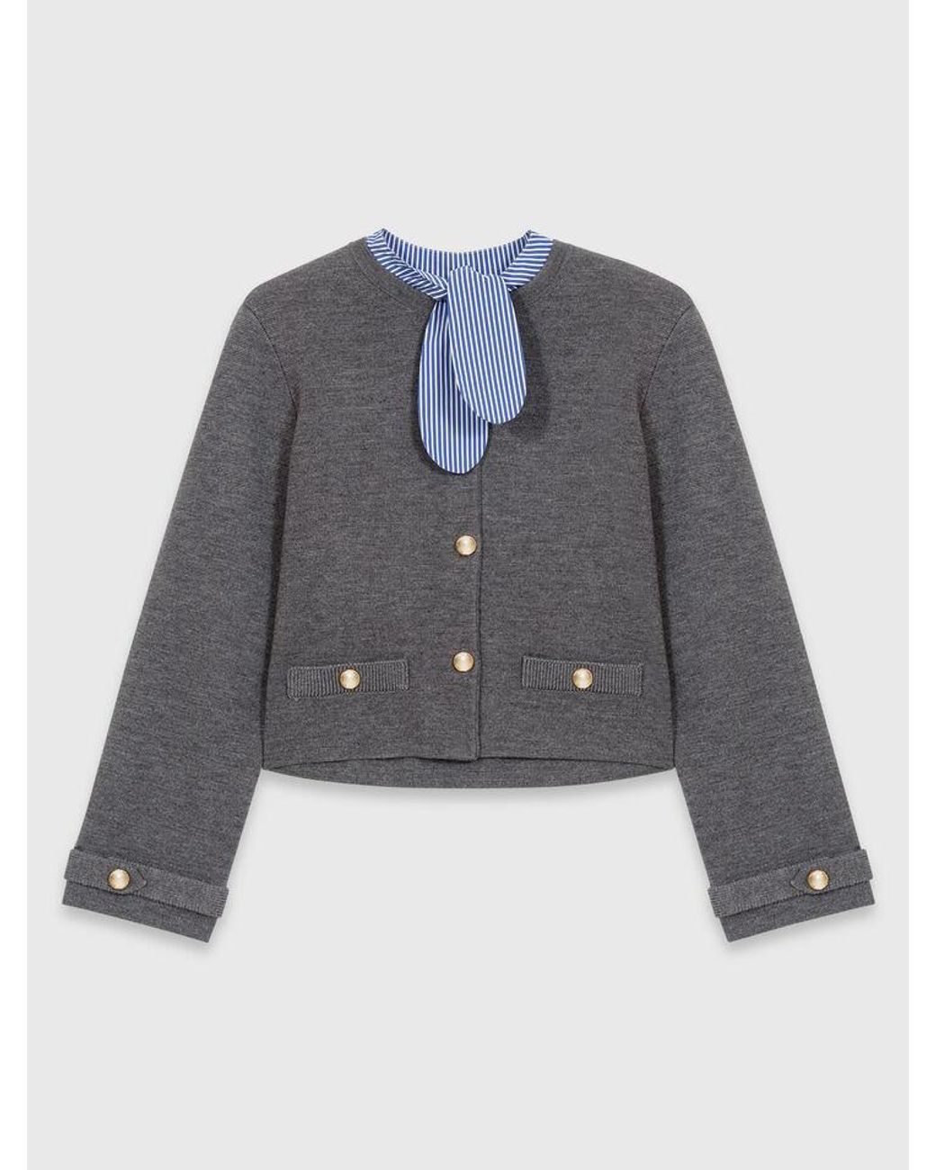 Maje Multicolor Removable Striped Collar Cardigan