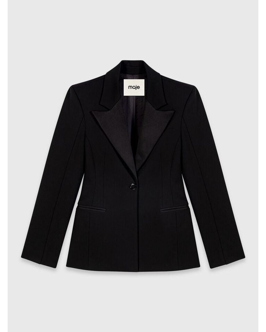Maje Black Slim-Fit Tuxedo Jacket