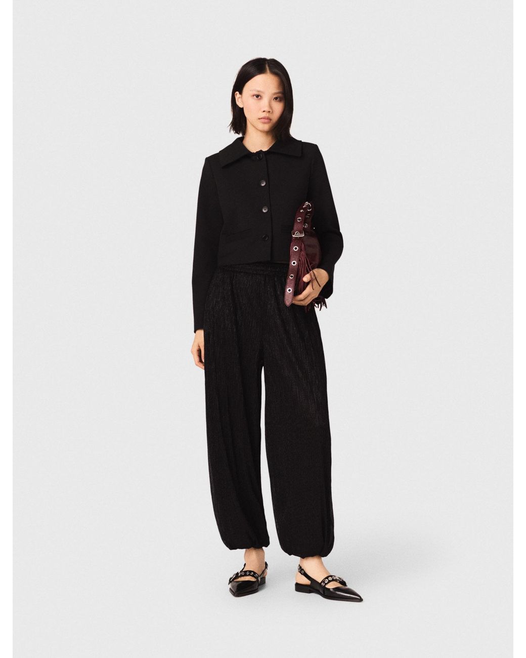 Maje Black Metallic Harem Trousers