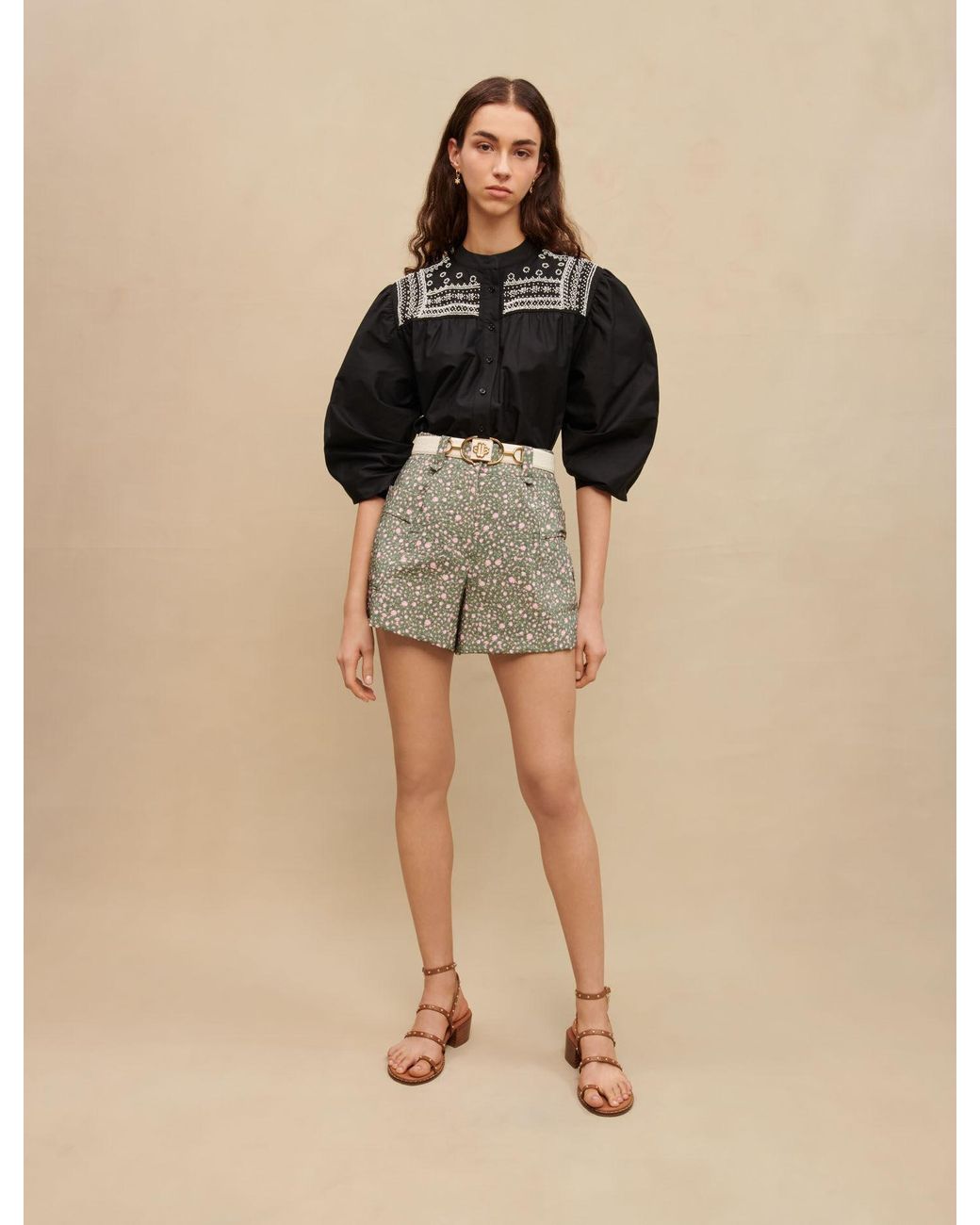 Maje Woman's Viscose, Rosebud-print Shorts For Spring/summer, Size ...