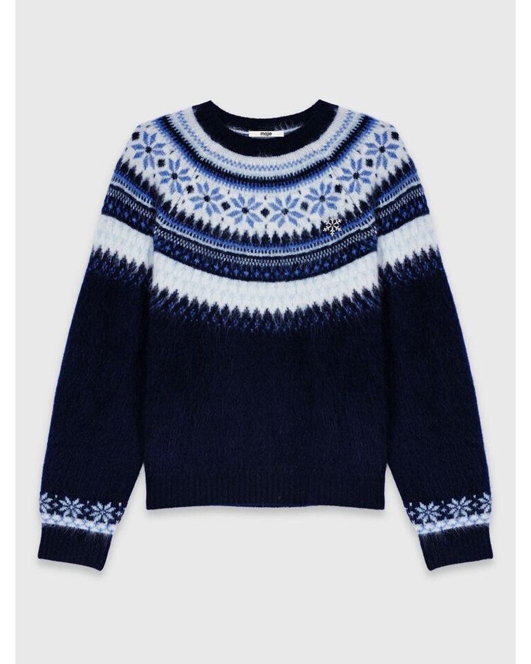 Maje Blue Jacquard Knit Jumper