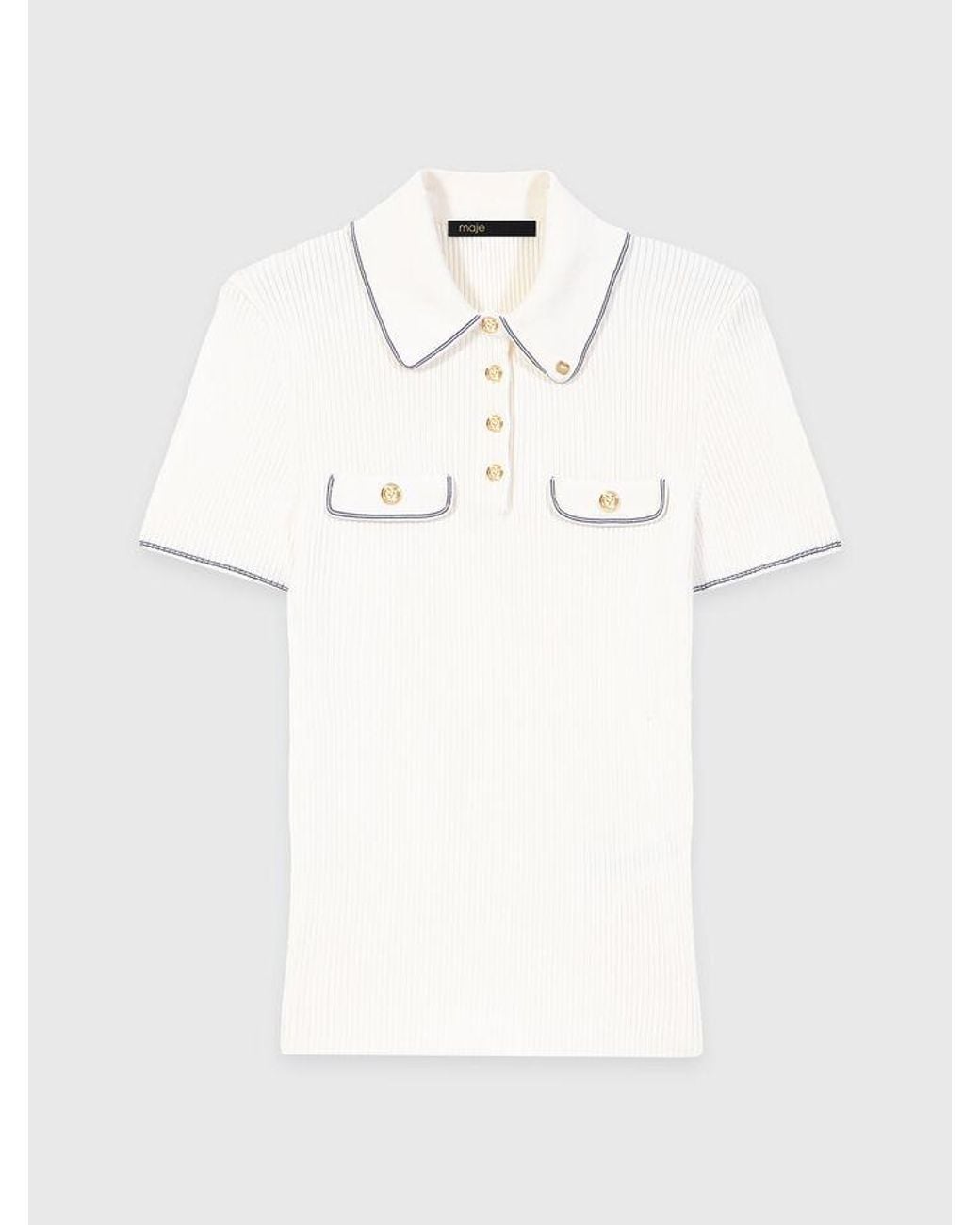 Maje White Short-Sleeve Polo Shirt