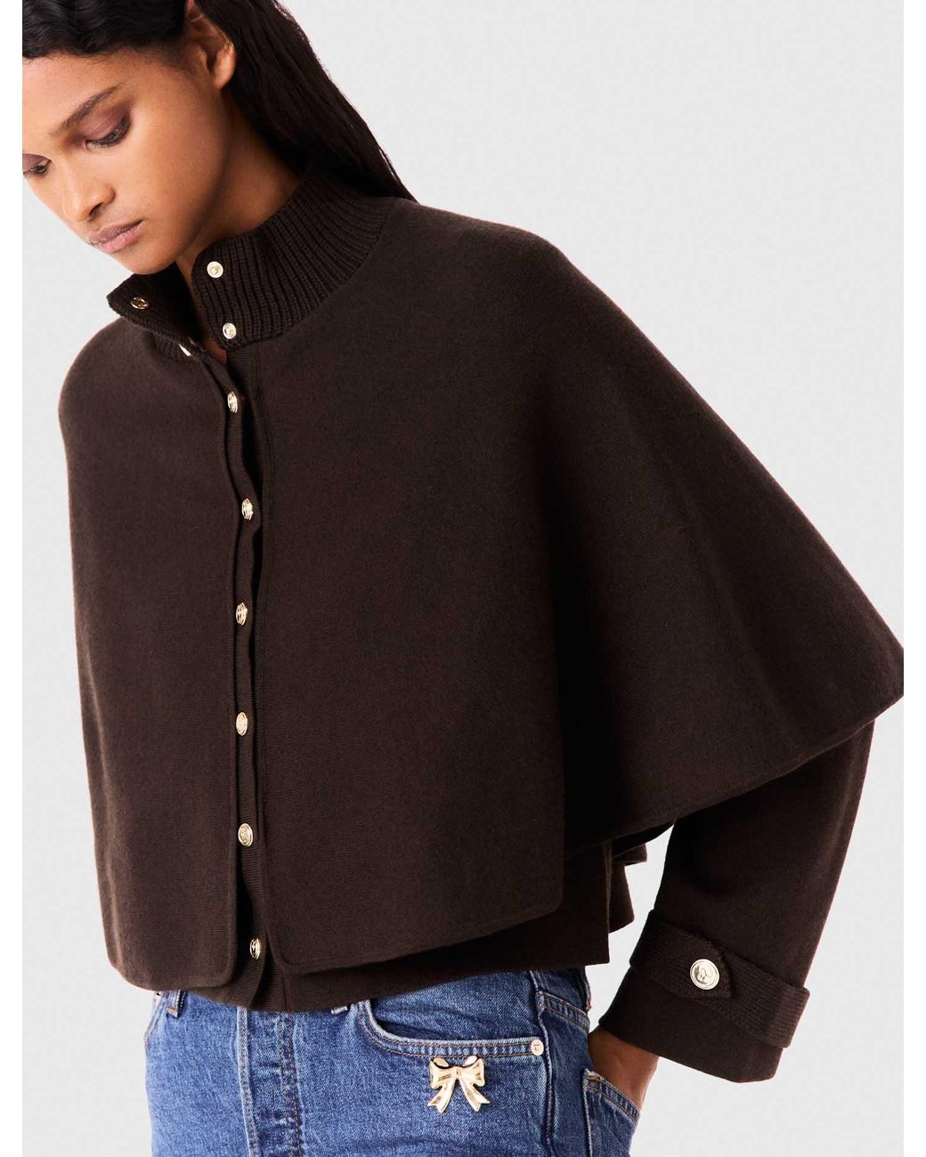 Maje Blue Cape-Effect Cardigan