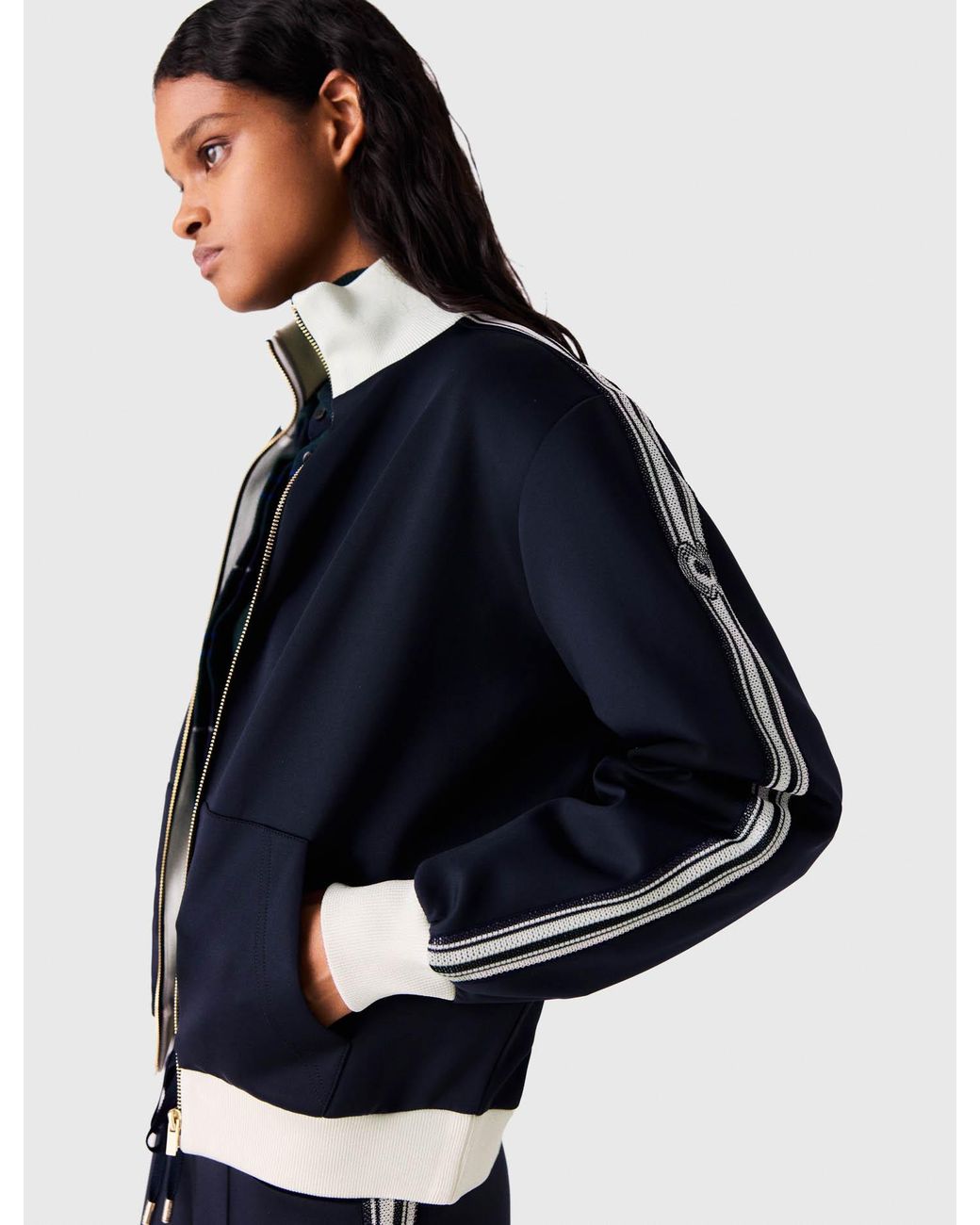 Maje Blue Zip-Up Sweatshirt