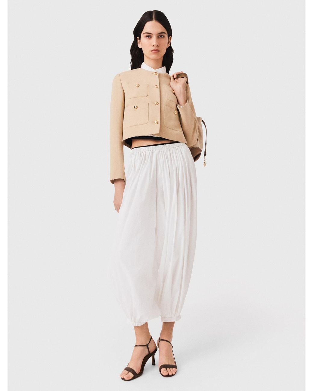 Maje White Harem Cotton Trousers