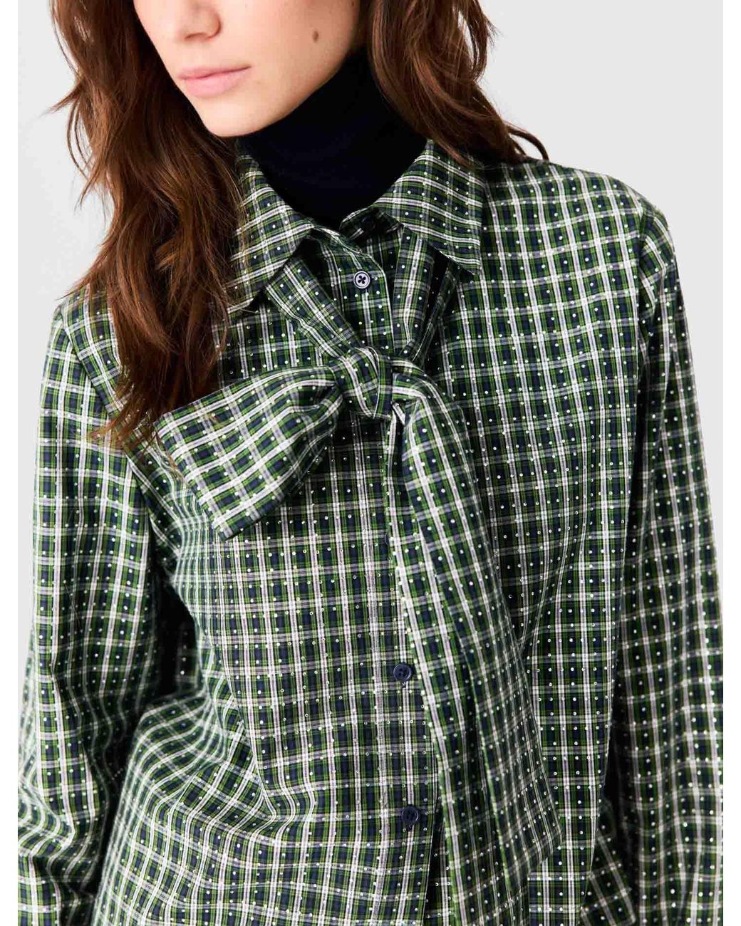 Maje Green Rhinestone Shirt With Tie
