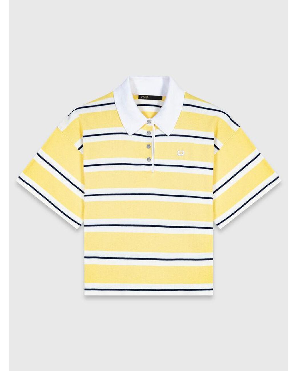 Maje Blue Striped Short-Sleeve Polo