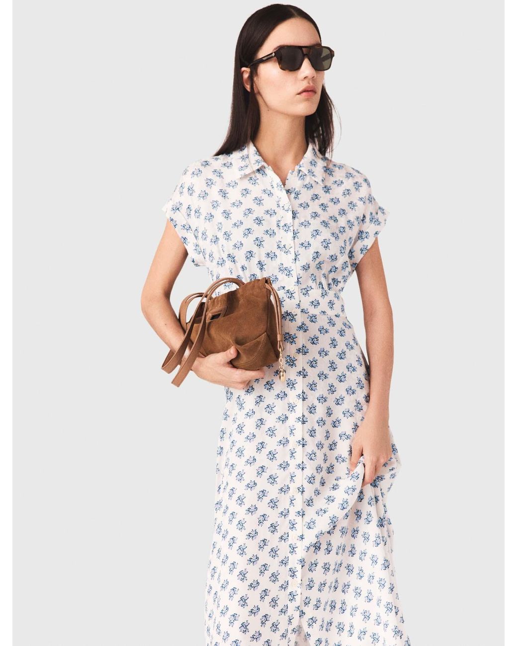 Maje White Jacquard Print Maxi Dress