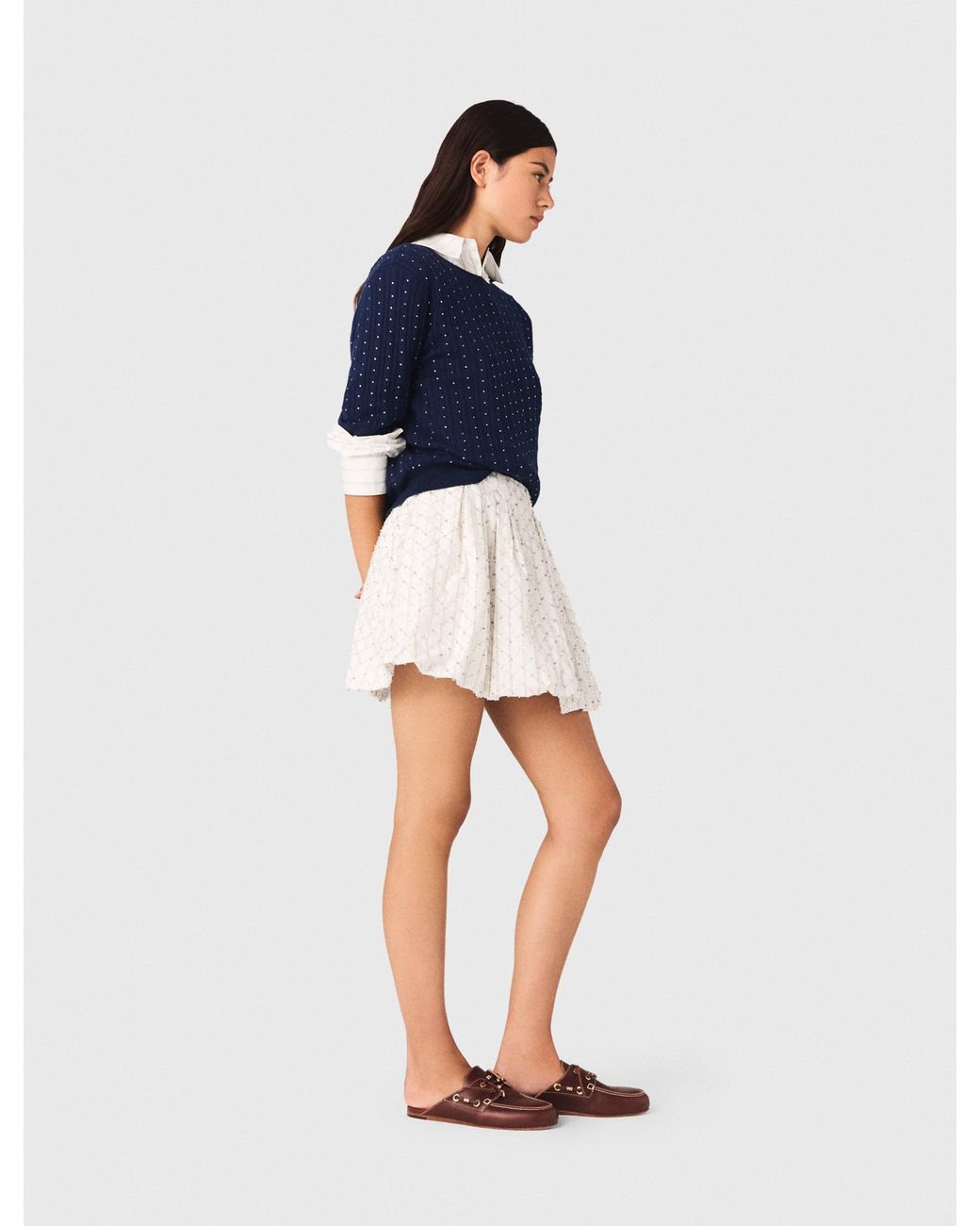 Maje Blue Beaded Bubble Skirt