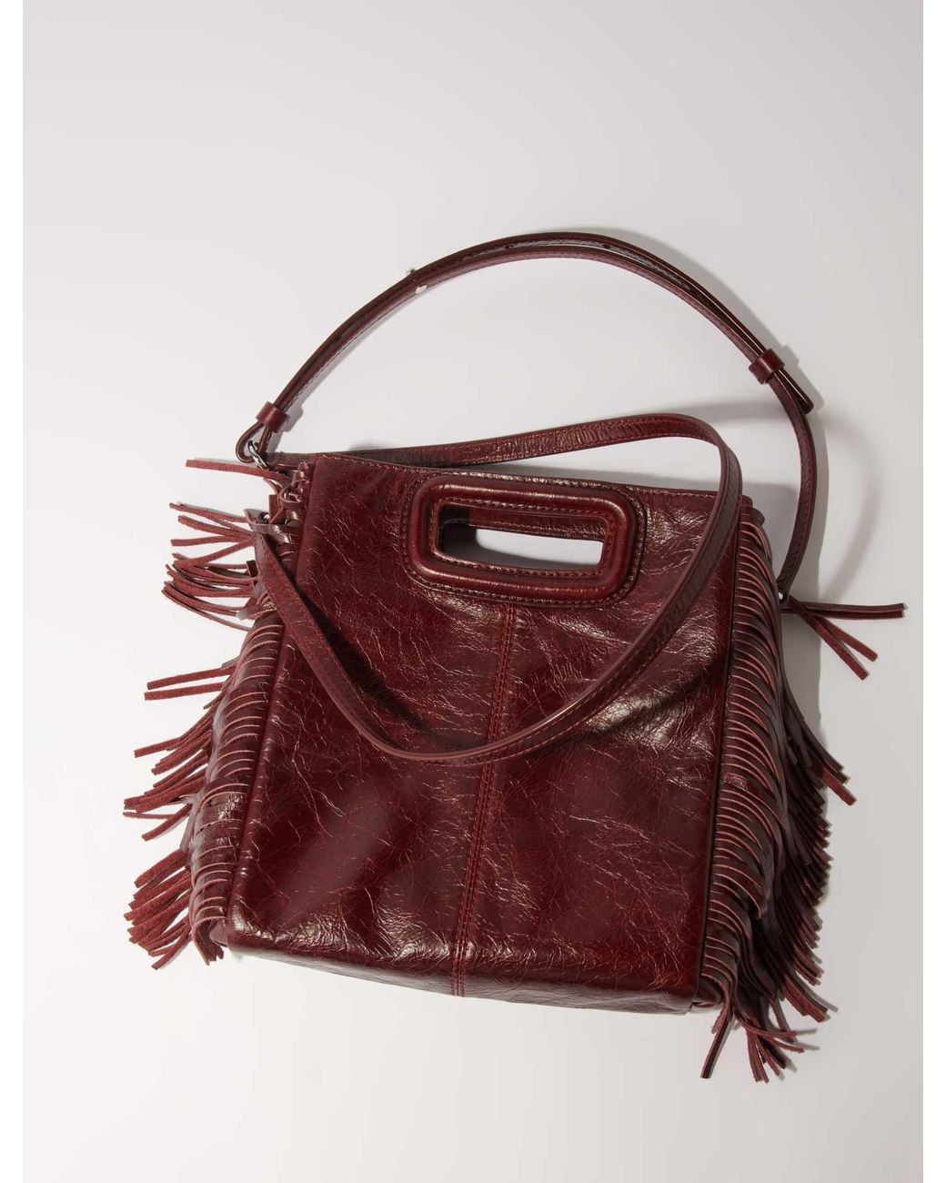 Maje Red Crackled Leather M Bag