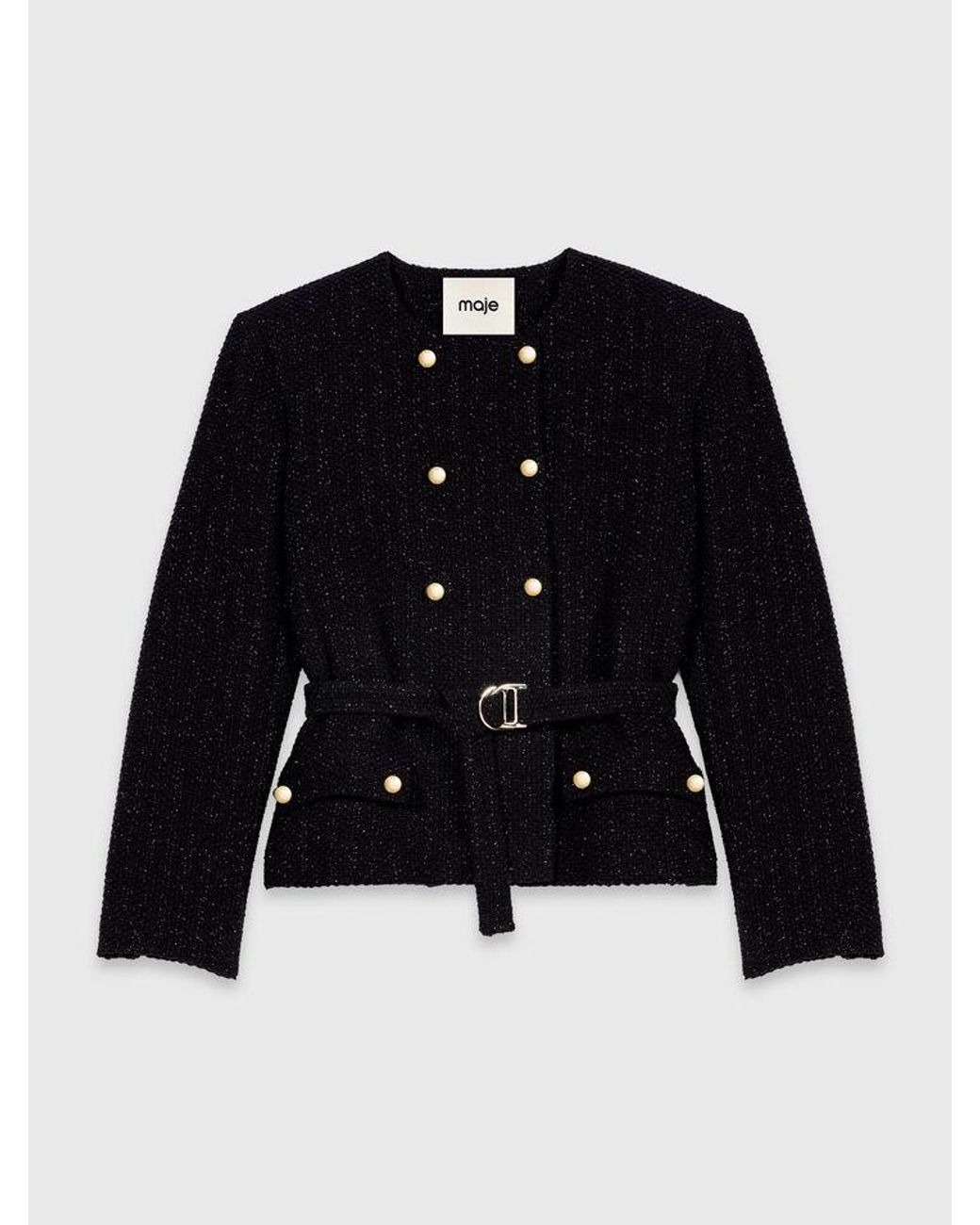 Maje Blue Mid-Length Double-Breasted Jacket