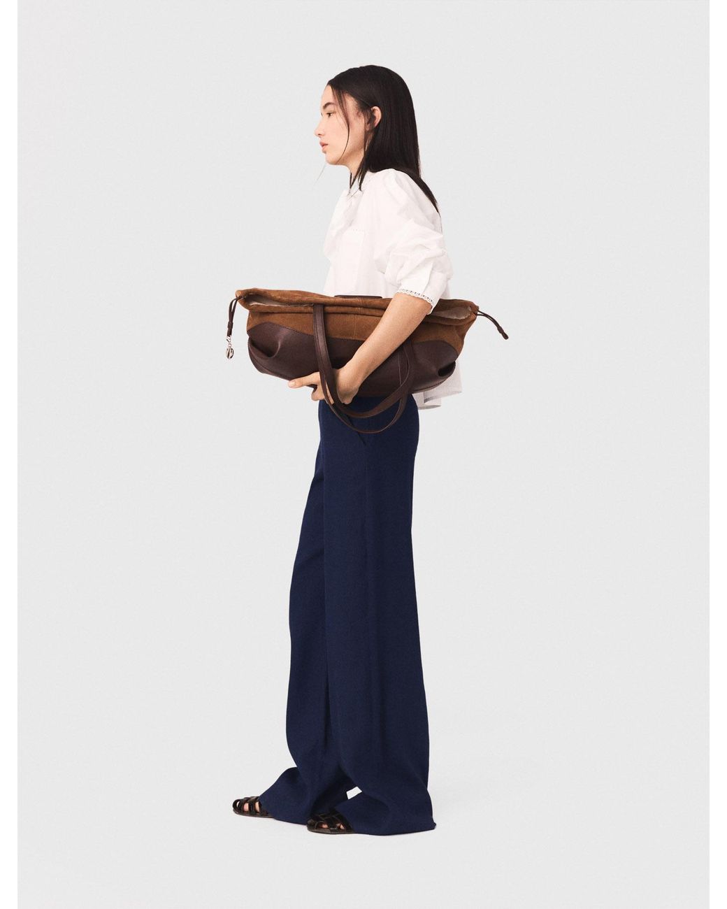 Maje Blue Linen-Blend Sailor Trousers
