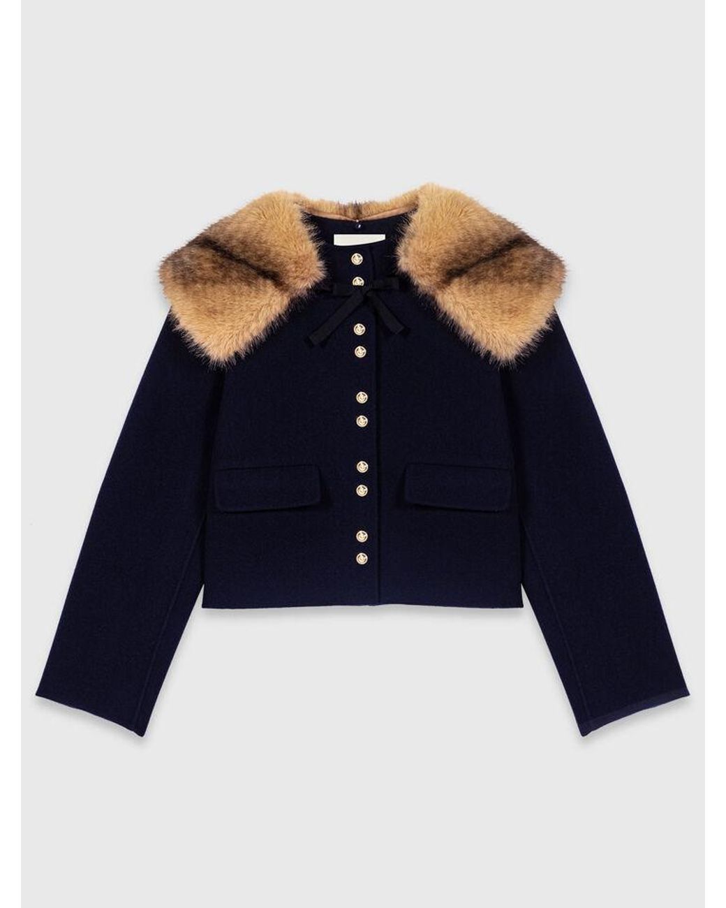 Maje Blue Short Double-Faced Coat