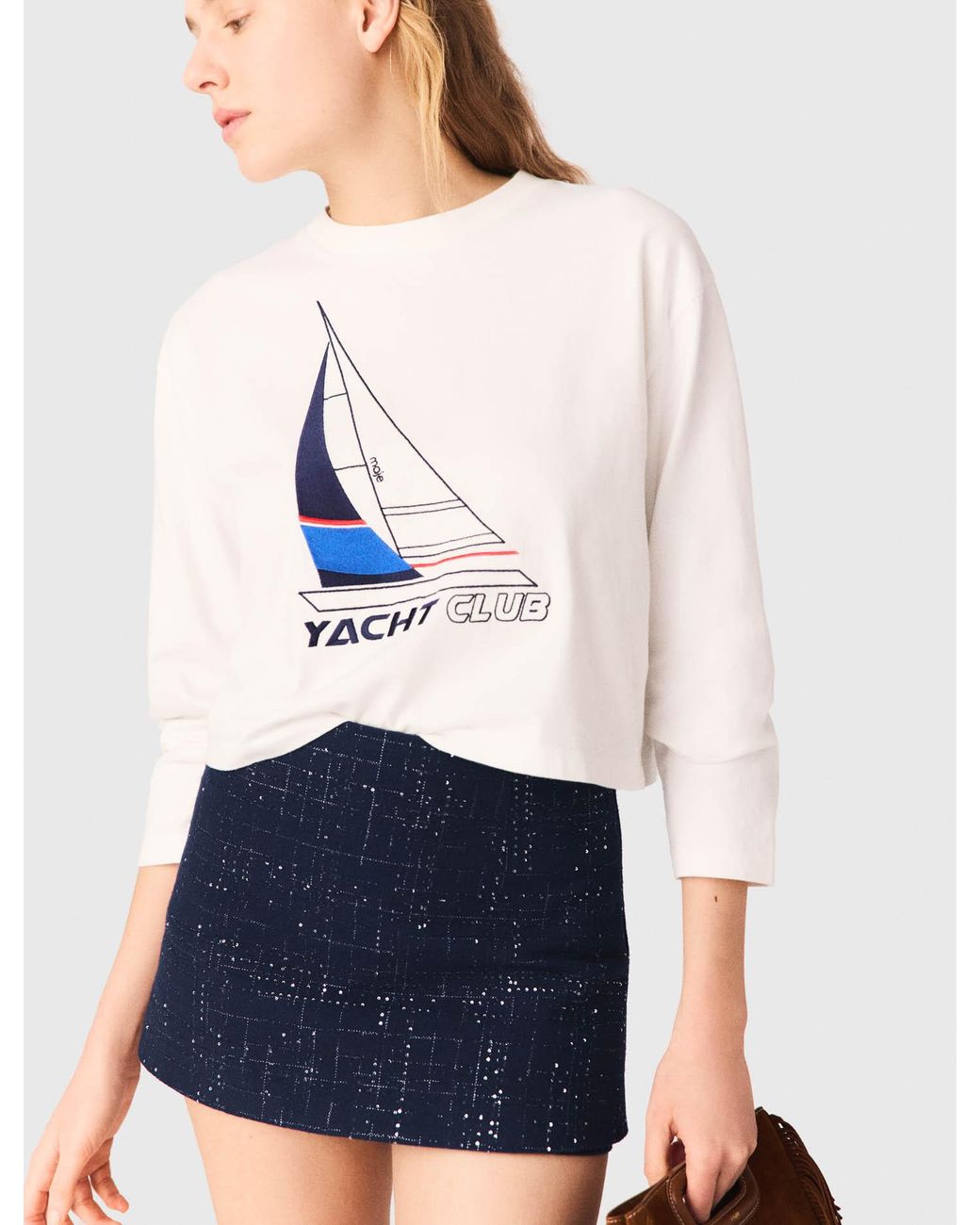 Maje Blue Boat Print T-Shirt