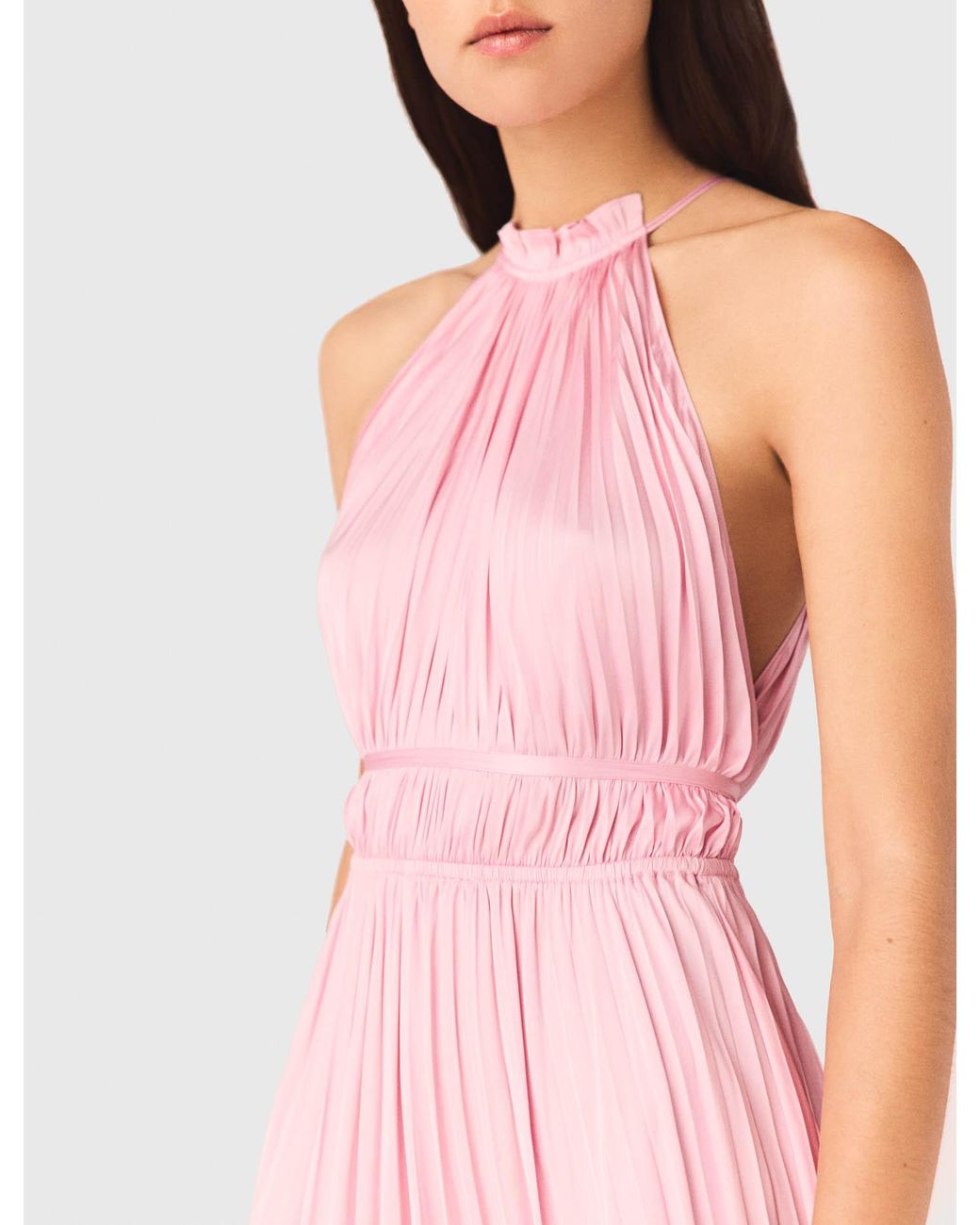 Maje Pink Pleated Maxi Dress