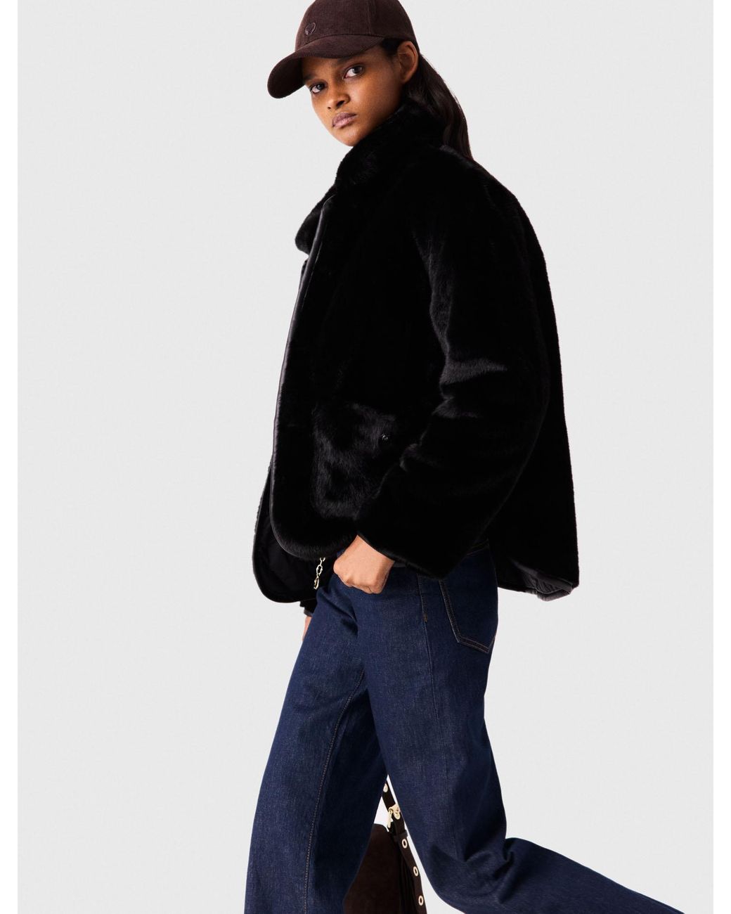 Maje Blue Reversible Sequin Puffer Jacket