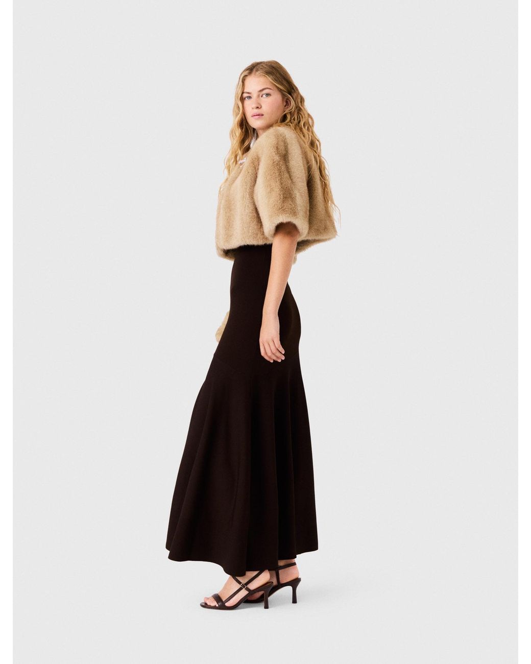 Maje White Short Faux Fur Jacket