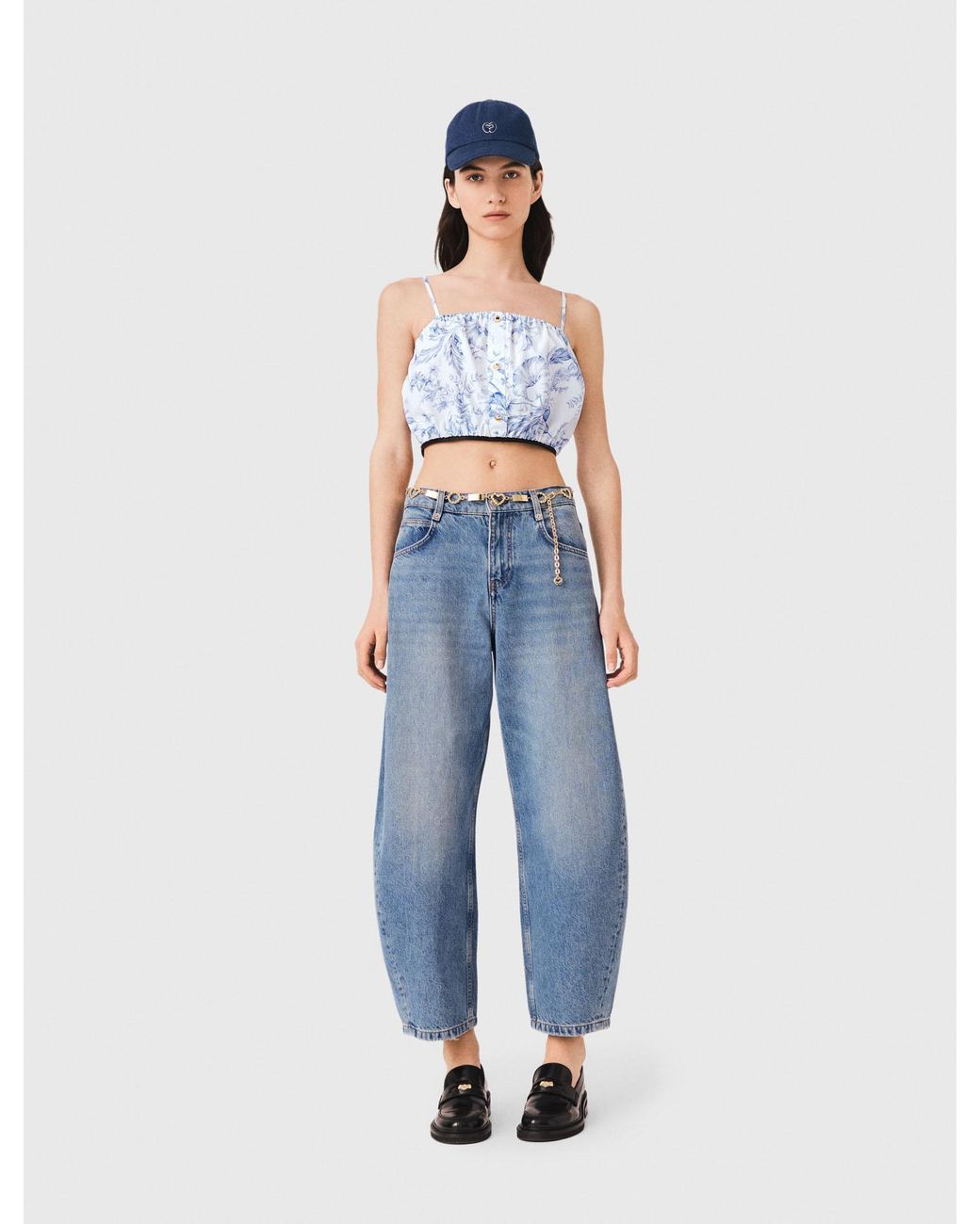 Maje Blue Patterned Top With Straps