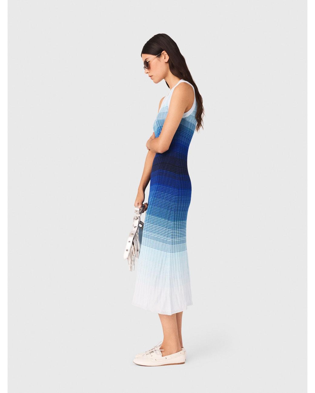 Maje Blue Ombré Knit Maxi Dress