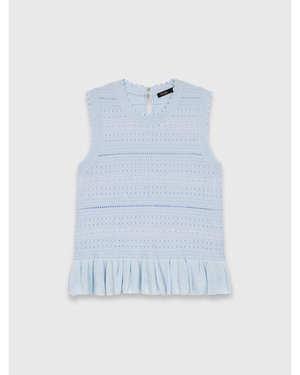 Maje White Ruffled Knit Top