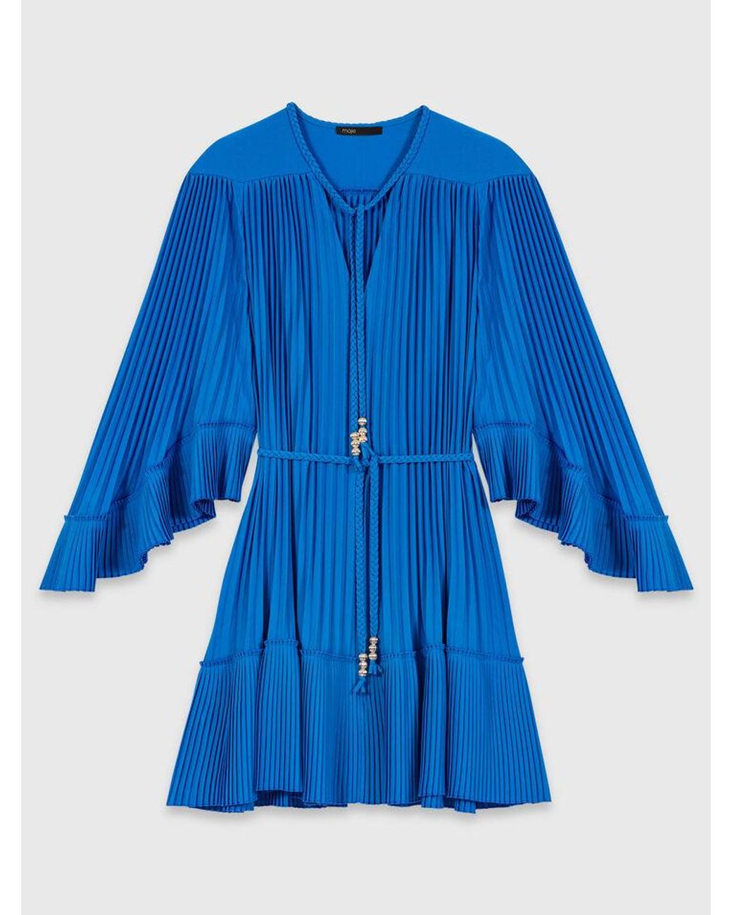 Maje Blue Short Pleated Dress