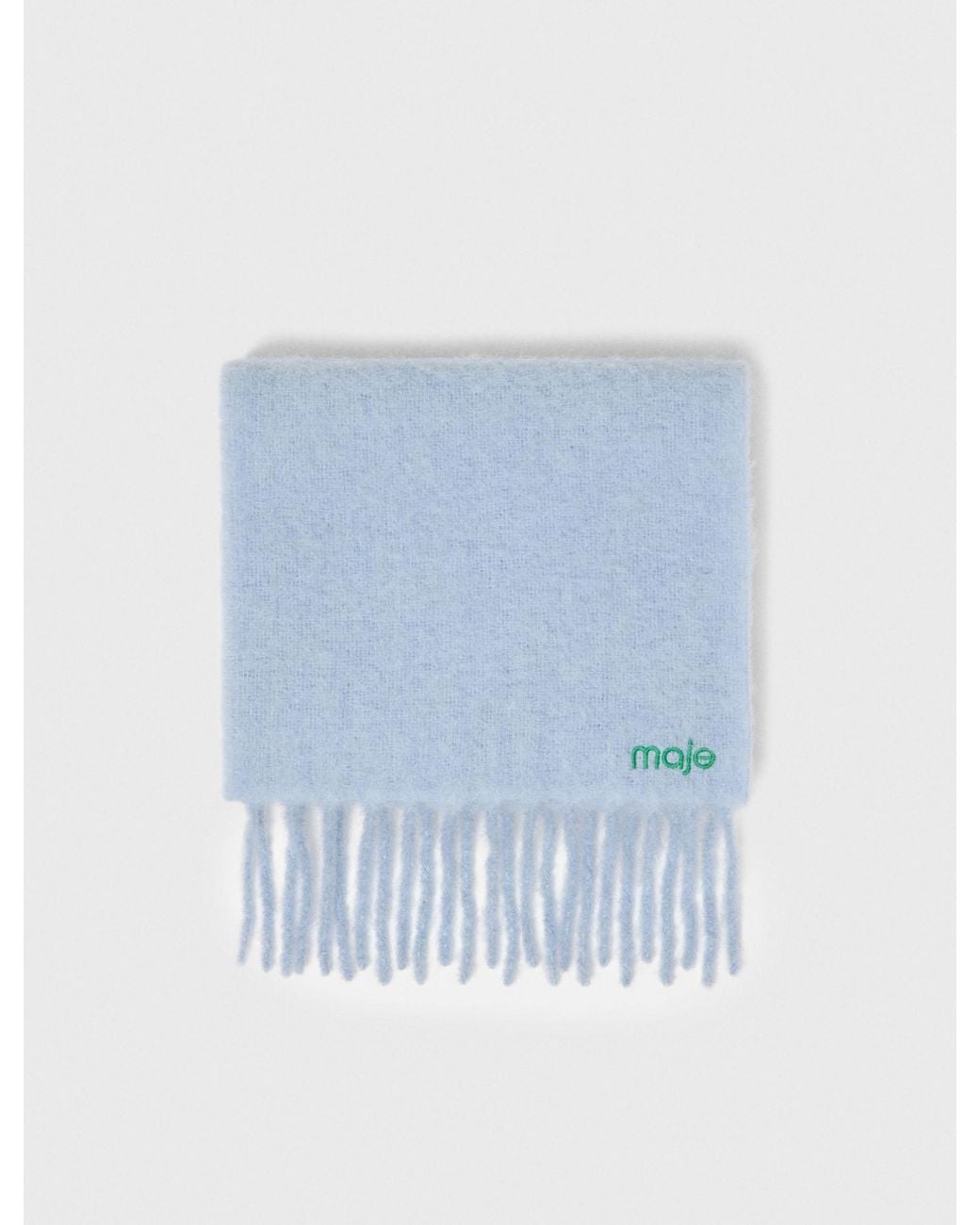 Maje Blue Wool And Alpaca Blend Scarf