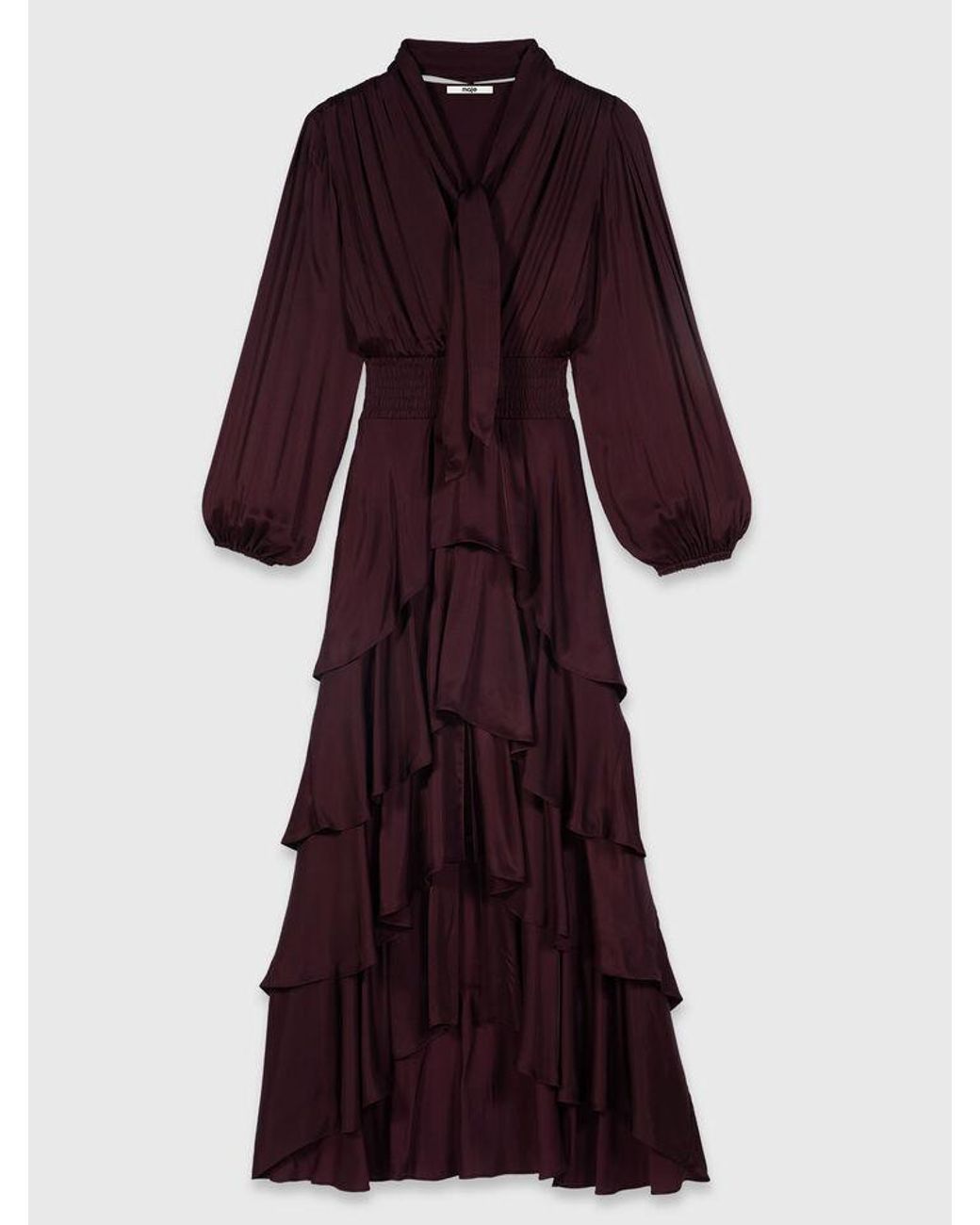 Maje Red Ruffled Maxi Dress