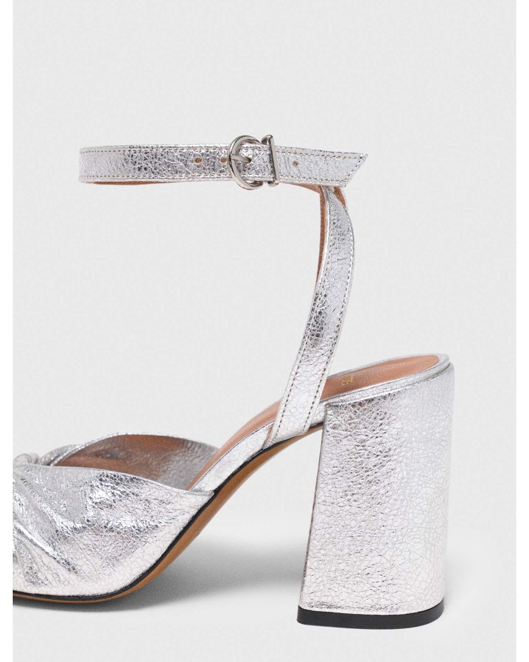 Maje White Metallic Leather Sandals With Heels