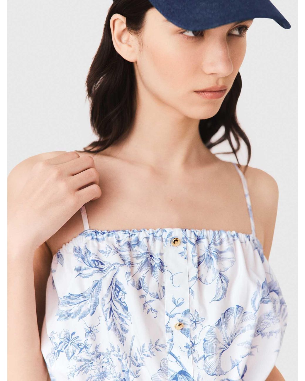 Maje Blue Patterned Top With Straps