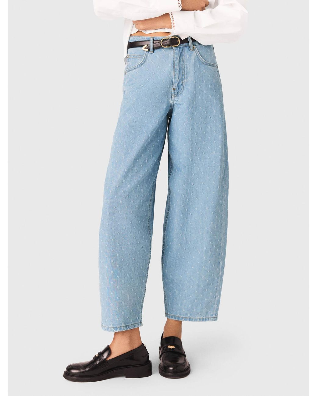 Maje Blue Textured Balloon Jeans