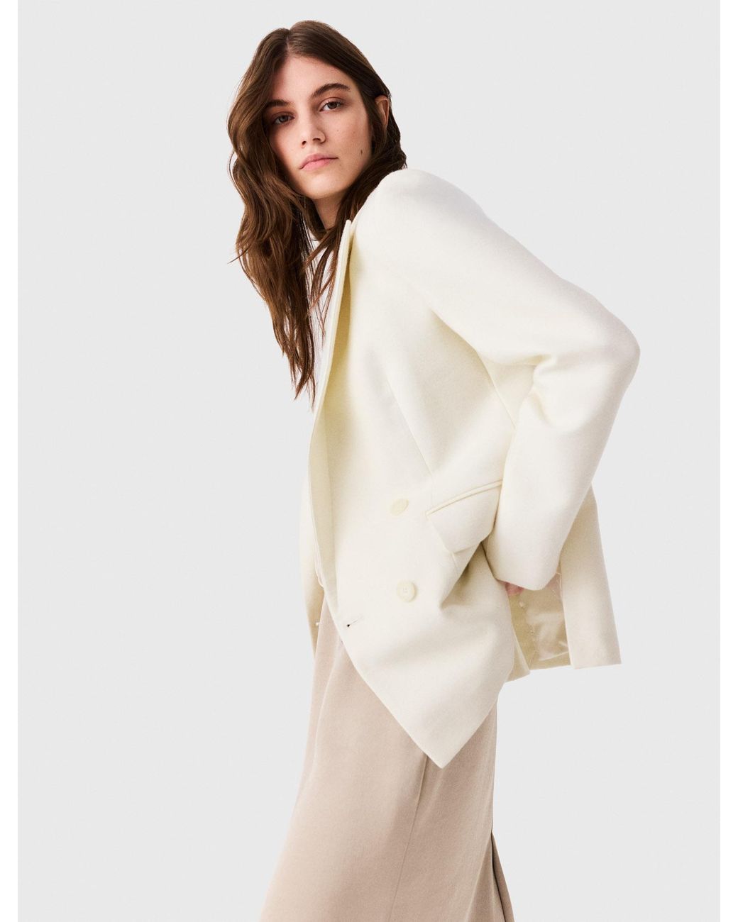 Maje White Double-Breasted Suit Jacket