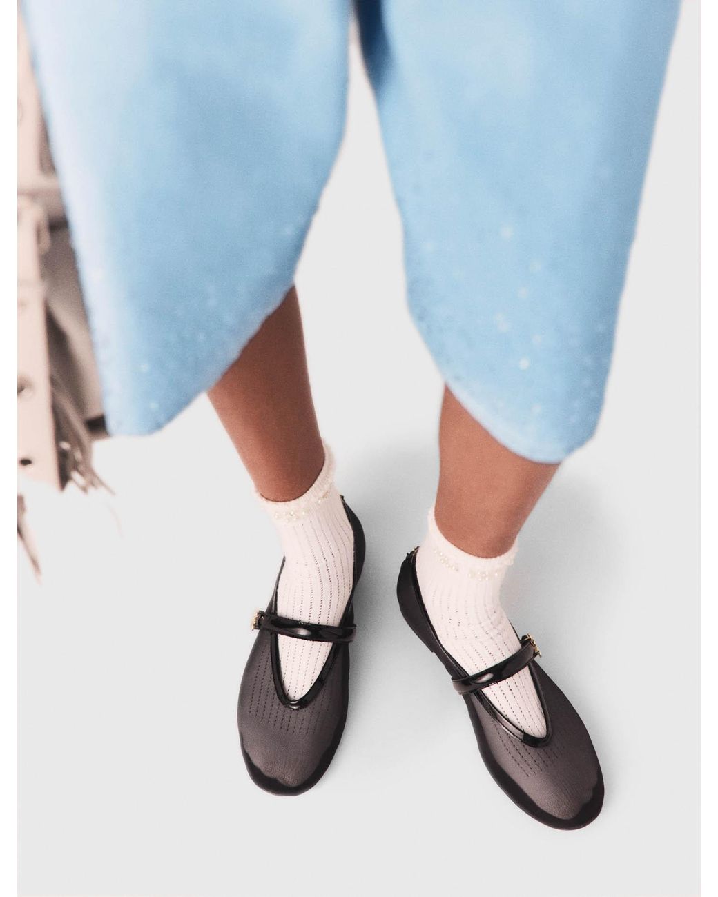 Maje White Mesh Ballet Flats