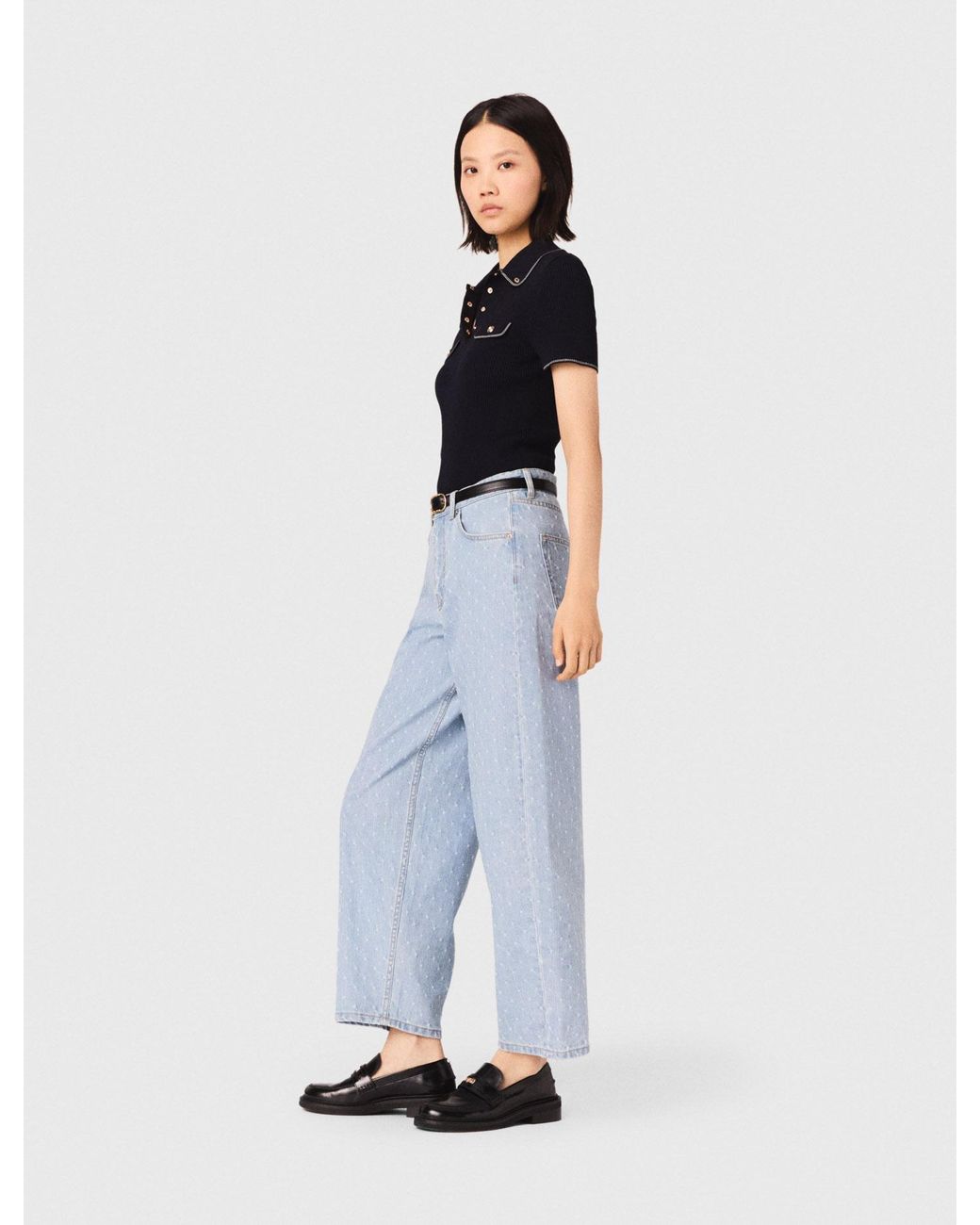 Maje Blue Short-Sleeve Polo Shirt