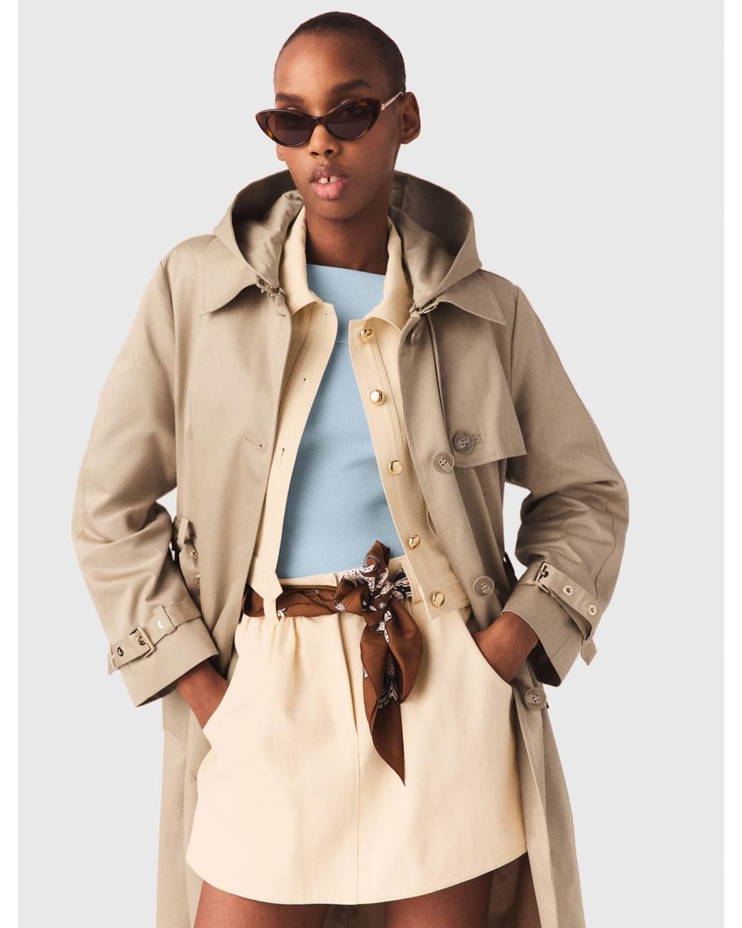 Maje Natural Trench With Removable Hood