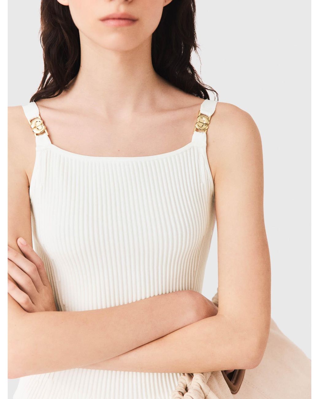 Maje White Knit Maxi Dress
