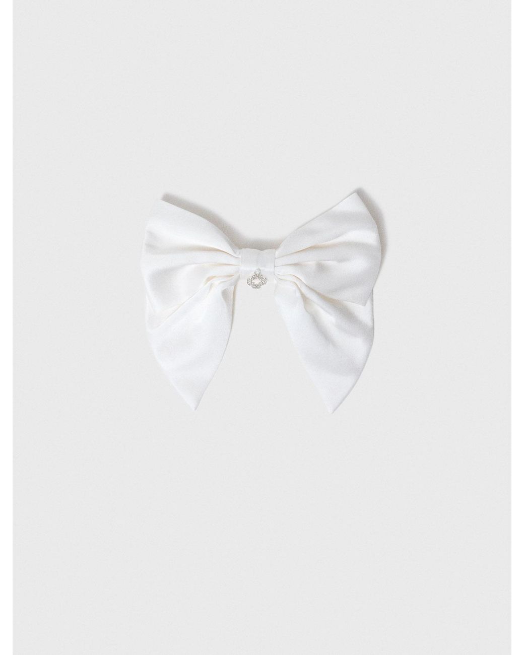Maje White Satin-Effect Bow Barrette