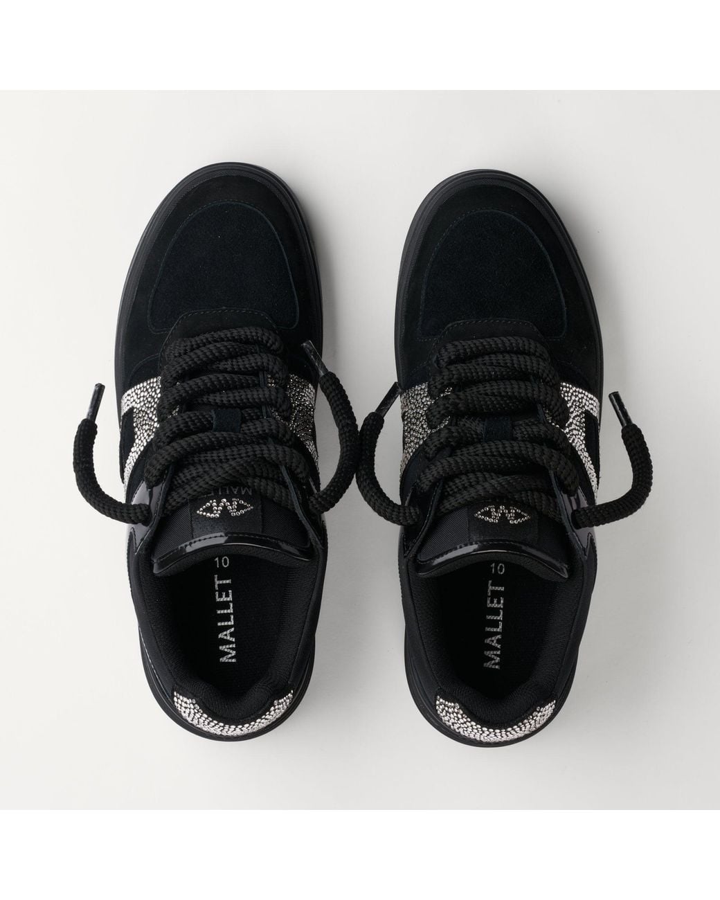 Mallet London Black Mallet Fenchurch Swarovski Crystal Leather Trainers for men