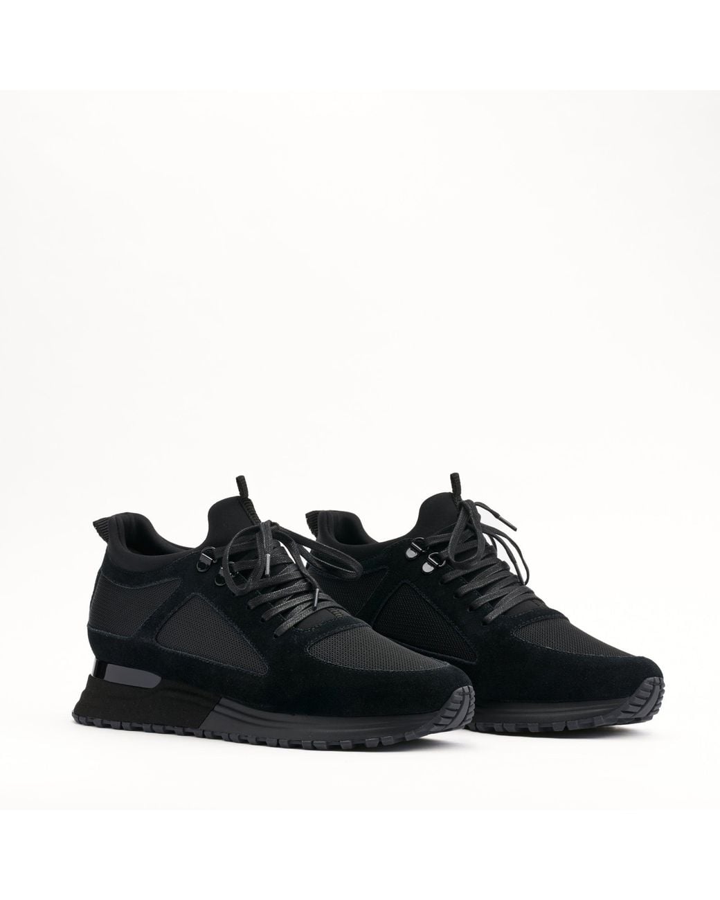 Mallet London Black Mallet Diver Essential Gloss Leather Trainers for men