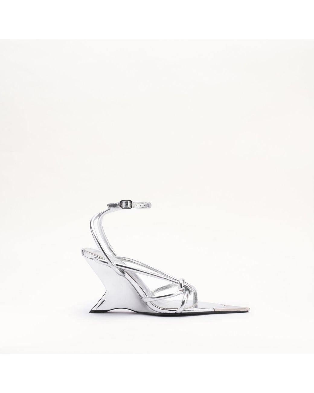 Mallet London White Mallet Amber Strap Metallic Leather Heels