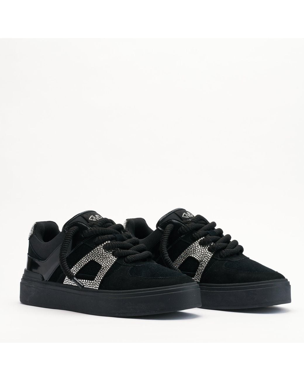 Mallet London Black Mallet Fenchurch Swarovski Crystal Leather Trainers for men