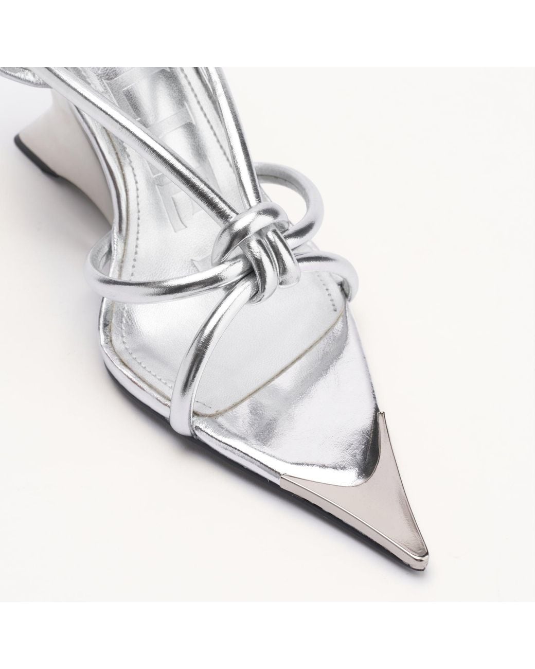 Mallet London White Mallet Amber Strap Metallic Leather Heels