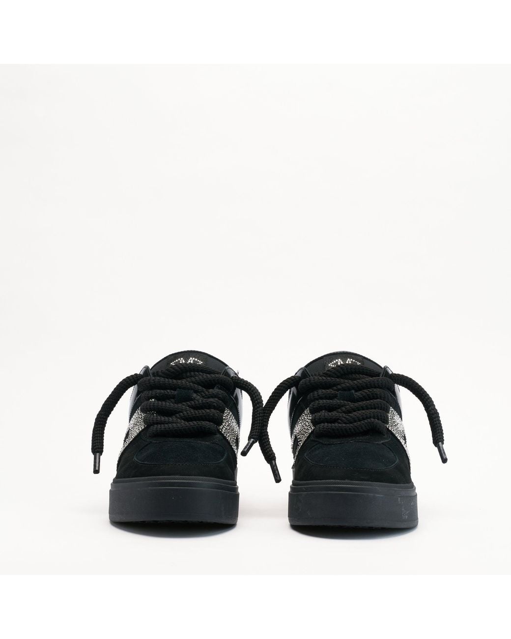 Mallet London Black Mallet Fenchurch Swarovski Crystal Leather Trainers for men